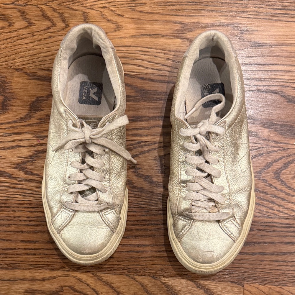 Veja Metallic Gold Sneakers
